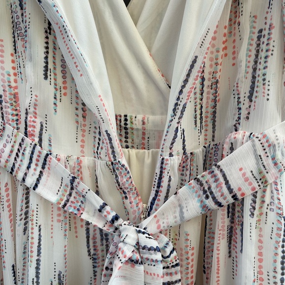 Motherhood Maternity Xl Womens Maxi Flow Photograph V Neck Tie Zip Lined Formal - Picture 13 of 15